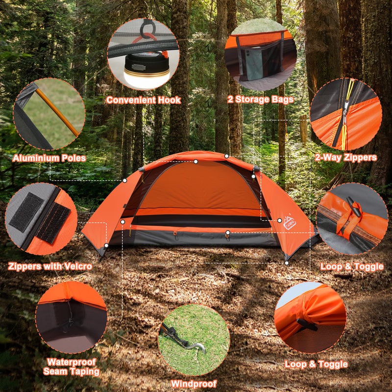 camppal 1 Person Tent for Camping Hiking Mountain Hunting Backpacking Tents 4 Season Resistance to Windproof Rainproof and Waterproof - Image 4